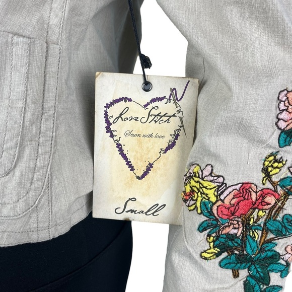 Love Stitch Embroidered Floral Cropped Blazer Womens Size S (NWT) - Picture 9 of 15